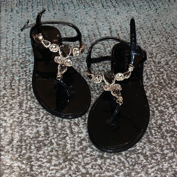 Black jeweled sandals - Picture 2 of 6